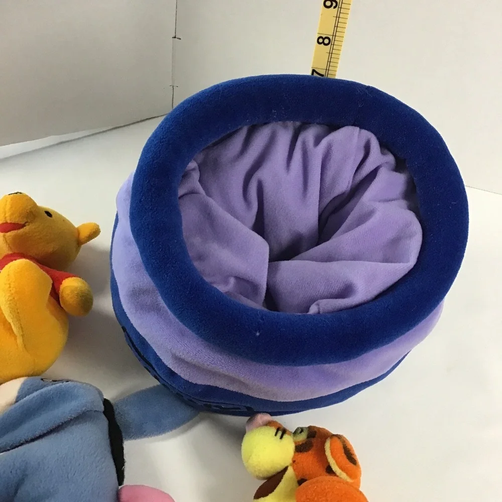 Vintage 90's Disney Winnie the Pooh & Friends Hunny Pot Plush 5 piece Rattle Set